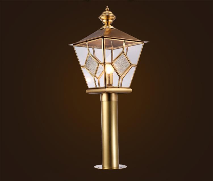 Chanzo cha LED E27 1 Mwanga wa nje ya mlango wa Pillar Lantern or Copper Light With Tempored Glass