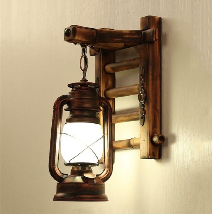 Nchi ya Marekani Kerosene Lantern Antique Wall with Wooden Hanging Board